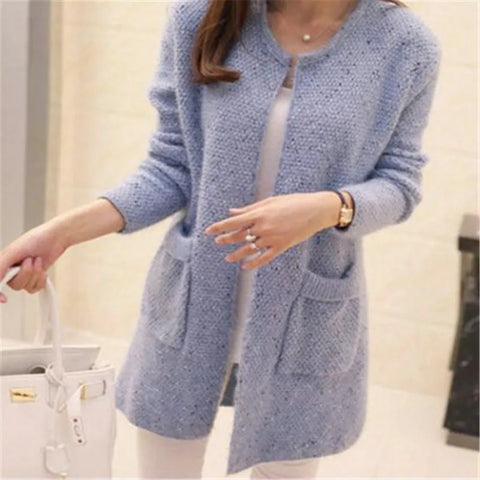 christmas outfit Sonicelife Women Spring Autumn Long Cardigan Sweater Coat Female 2025 Korean Fashion Long Sleeve Crochet Girl Knitted Jacket Tops