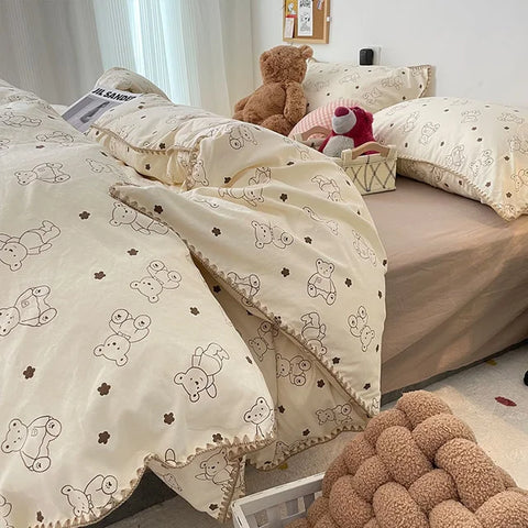 Sonicelife Floral Dream Bedding Set Soft Cotton Duvet Cover Queen King Size Pillowcase Bed Linens