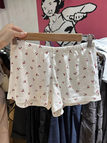Sonicelife New Bear Bow Print Home Underwear Shorts Women Elastic High Waist Straight Short Pants Summer Sweet Cute Y2K Pajama Sweatshorts