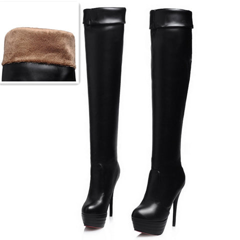 thanksgiving outfit Sonicelife Big size 31-46 Autumn Hot sale Women's shoes Knee boots Platform High heels shoes Fashion  Female mujer QH3242