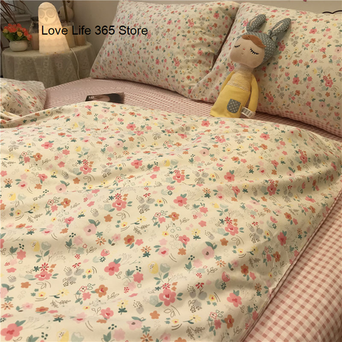 Sonicelife Nordic Style Ins Avocado Green Bedding Set Cartooon Fruit Quilt Cover Polyester High Quality Comforter Full Size With Pillowcase