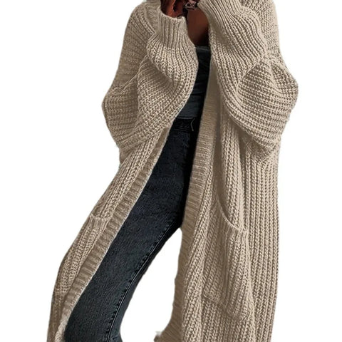 christmas outfit Sonicelife 2025 Women Pockets Sweater Cardigan Kintted Jacket Spring Autumn Crochet Loose Long Winter Maxi Warm Jumper Coat Cardigans