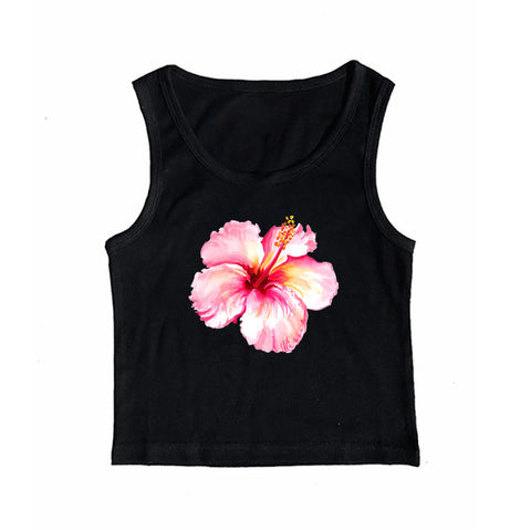 Sonicelife Printed tanks flower pattern emo girl punk casual Y2K short tops urban beauty American retro Harajuku aesthetic women's baby tee