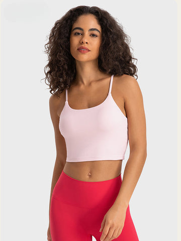 Sonicelife-Pink Sleeveless Sport Yoga Crop Top