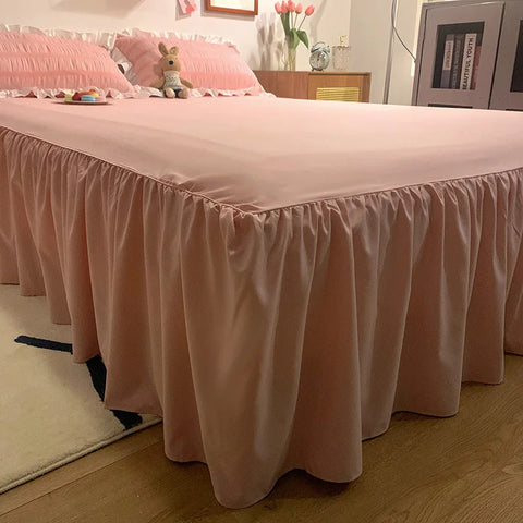 Sonicelife Pink Ruffled Seersucker Duvet Cover Set 3/4pcs Soft Lightweight Down Alternative Grey Bedding Set with Bed Skirt and Pillowcases