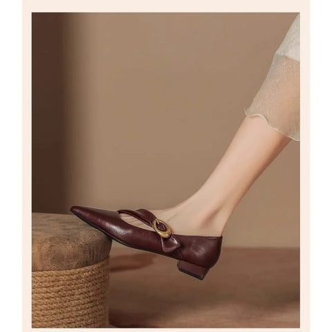 Sonicelife 2025  New Women's Flat Shoes Autumn Fashion Pointed Toe Banquet  Shoes Comfortable Square Root Trendy Shoes