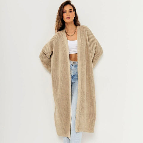 Black Friday Sonicelife Casual Knitted Solid Open Long Cardigan Women Retro Loose Soft Long Sleeve Maxi Sweaters Female Autumn Chic Street Outwear