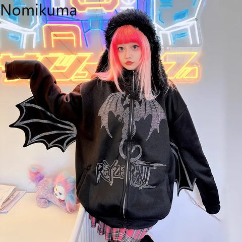 Sonicelife Harajuku Hoodies Women's Clothing Streetwear BF Punk Y2k Jackets 2025 Ropa Mujer Fashion Sweatshirts Heavy Diamond Hoodie Tops