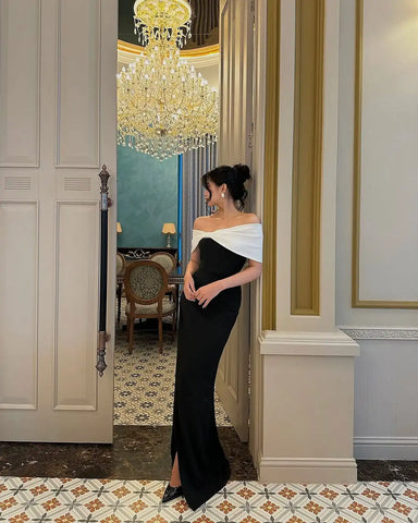 Sonicelife Elegant Pleated Patchwork Off-the-shoulder Maxi Dress Chic Sleeveless Slim Fit Open Fork Gown New Female Party Club Dresses 2025