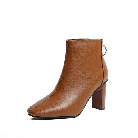 Sonicelife 2025  Ankle boots Women chunky heel British style autumn high-heeled boots winter boots with velvet back zipper  single