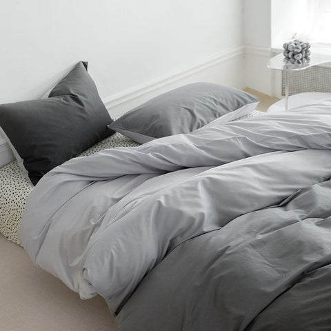 Sonicelife Ins Gradient Dark Gray Nordic Style Cover Double Duvet Cover Bedclothes Bedding Set Bed Sheet Comforter Sets Duvet Cover
