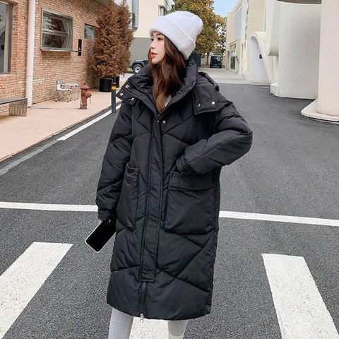 Sonicelife 2025 New Winter Jacket Parkas Women White Duck Down Hoodies Puffer Jackets Long Coats Warm Female Casual Windproof Outerwear