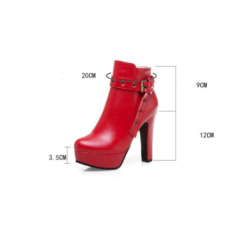 thanksgiving outfit Sonicelife 2024 Boots Autumn Ankle Shoes Women High Heel Female PU Leather 34-50 F1480