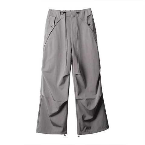 Sonicelife Y2K Aesthetic Cargo Pants Women High Waist Drawstring Casual Straight Pants Vintage Streetwear All Match Wide Leg Trousers