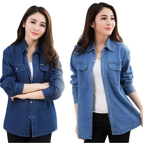 Sonicelife 2025 New Women Basic Coat Denim Jacket Women Autumn Denim Jacket For Women Jeans Jacket Women Denim Coat Lady Loose Casual 4XL