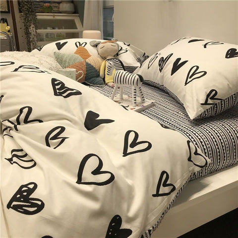 Sonicelife Ins Nordic Pastoral Style blue Floral Duvet Cover With Pillow Case Princess Bed Sheet Kids Girls Bedding Set King Queen Cute