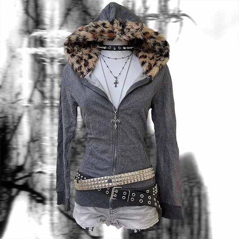 Sonicelife Solid Color Plush Heavy Duty Hoodie Casual Fashion Y2K Top Emo Girl Urban hops Aesthetic Pure Cotton Retro Street Women's Hoodie