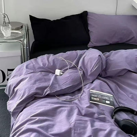 Sonicelife Purple Tulip Bedding Set INS Bed Linens Duvet Cover 150x200 Double Queen King Quilt Cover Soft Polyester Bedclothes Flat Sheets
