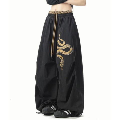 Sonicelife Y2K Streetwear Pants Women Black Hip Hop Oversized Sweatpants American Vintage Print Loose Casual Female Dance Trousers New