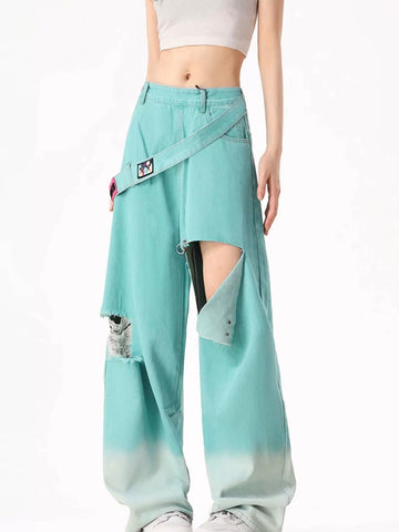 Sonicelife 2025 Summer New AmericanRetro Straight Slim Denim Pants Women Causal Y2k 2000s Harajuku Stretwaer High Waist Loose Long Jeans