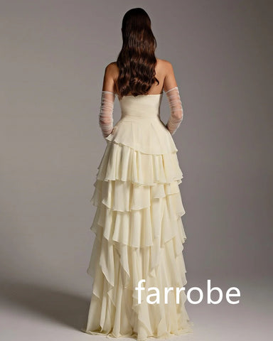 Sonicelife Customized Sexy Chiffon Pleat Tiered A-line Strapless Long Dresses Bespoke Occasion Dresses Classic Exquisite Modern Style Pastr (PRE-ORDER)