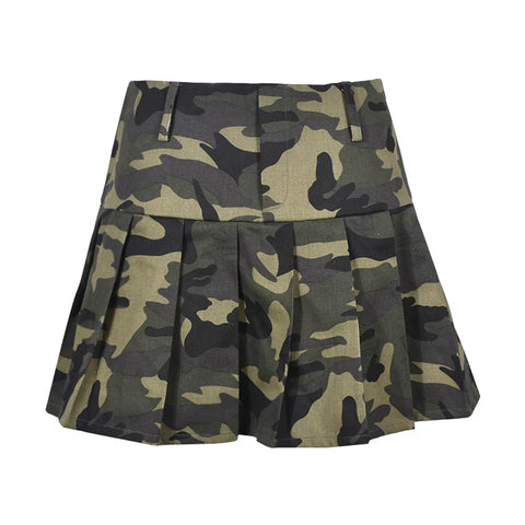 Sonicelife Sexy Women Camouflage Pleated Skirts Dance Girls School High Waist Camo Pleated Skirt Cosplay Female A Line Mini Skirts Street