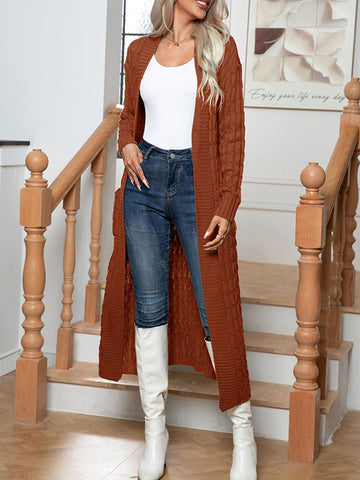 christmas outfit Sonicelife Long Sleeves Loose Solid Color Split-Joint Cardigan Coats