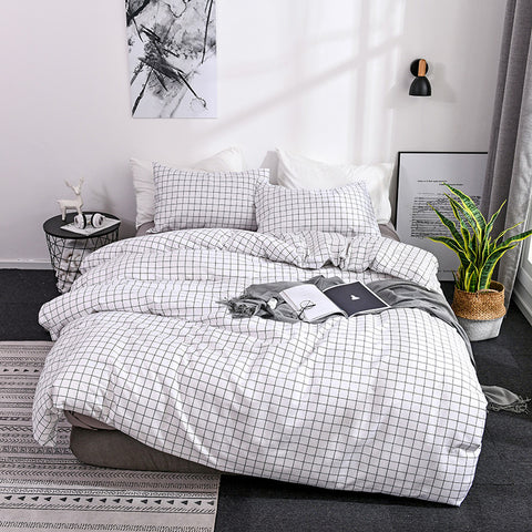 Sonicelife Nordic Bedding Set with Floral Duvet Cover Pillowcase Ins Bed Linen US AU EU Size Queen Double Home Hotel Bedclothes