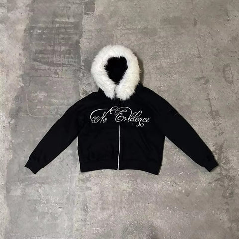 Sonicelife Plush lining solid color pattern Hoodie casual chic Y2K top rock fashion street retro grunge punk hip hop Harajuku couple Hoodie