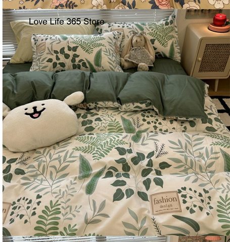 Sonicelife Gradient Blue Bedding Set Flat Bed Sheet Duvet Cover Single Double Full Queen King Bedclothes Ins Pure Bedroom Linen