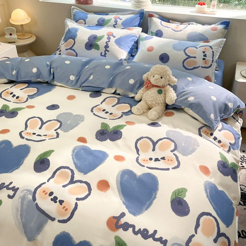 Sonicelife Kawaii Cartoon Bedding Set Kids Adult Full Queen Size Duvet Cover Flat Sheet Pillowcase No Filler Summer Fal Home Bed Linens