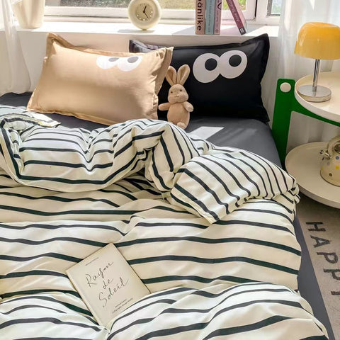 Sonicelife Big Eyes Bedding Set 2024 New Colorful Boys Girls Duvet Cover No Filler Pillowcase Flat Sheet Twin Queen Size Home Bedspread