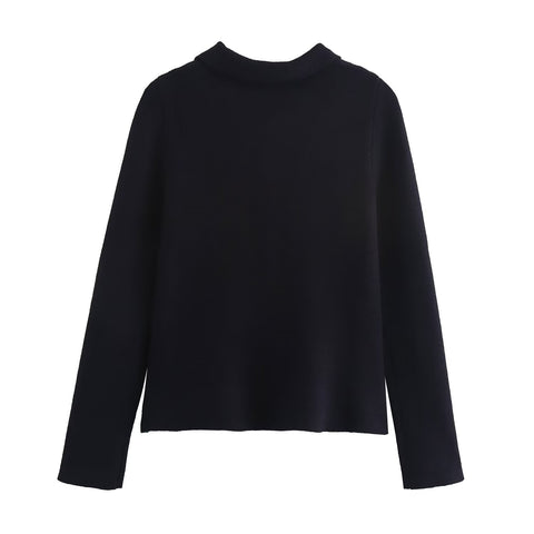 Sonicelife Women's Knitted Cardigan with Polo Collar Single-Breasted Flip Top Versatile Casual Long-Sleeved Sweater Commuter New