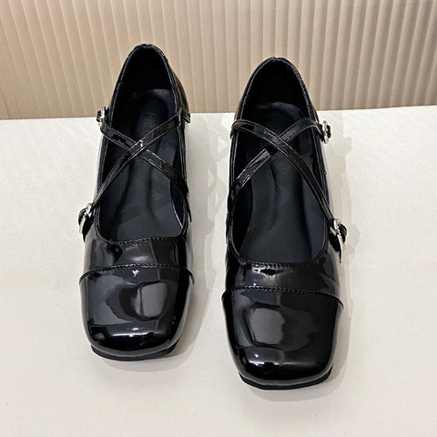 Sonicelife New Women's Square Toe Heeled Shoes Summer New Sexy Buckle Shallow Women's Mary Janes Shoes Dress Office Pumps Lolita Shoes