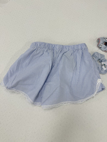 Sonicelife Cute Blue Striped 2 Piece Set Outfits Women New Buttons T-shirts+Buttons Straight Short Pants Sweet Lace Trim Blouse Shorts Sets