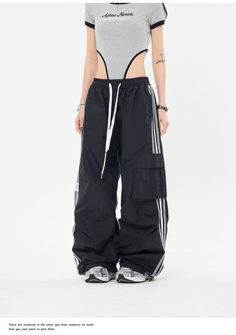 Sonicelife Vintage Side Striped Baggy Cargo Sweatpants