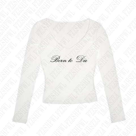 Sonicelife Women's Long Sleeve Streetwear Hip Hop Born To Die Letter Print Y2K Punk Rock Chic Aesthetic Sexy Gothic Emo Girl Women Crop Top