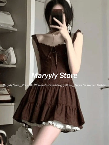 Sonicelife Early Autum Elegant Vintage High Waist Vest Dress for Women+ Y2k Long Sleeve Cardigan Tops Mujer Sweet Casual New Two Piece Sets