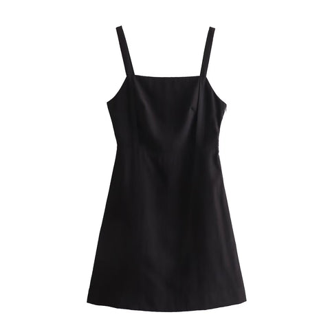 Sonicelife Women's new camisole dress, workwear style, backless bow, sexy and slim, versatile mini dress, black dress