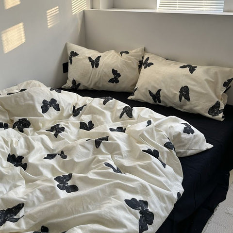 Sonicelife Ins Nordic Black Dot Bedding Set Flat Bed Sheet Duvet Cover Twin Full Queen Nordic Bed Linen Boy Girl Bedding Sets