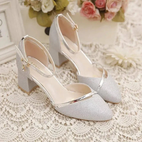 Sonicelife Women Fashion High Quality Silver Wedding High Heel Shoes Female Golden Party Night Club Pumps for Spring