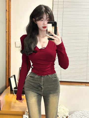 Sonicelife 2025 Spring Elegant French Blouse Office Lady Casual Outwear Shirt Women Evening Party Y2k Crop Top Korean Reviews Clothes