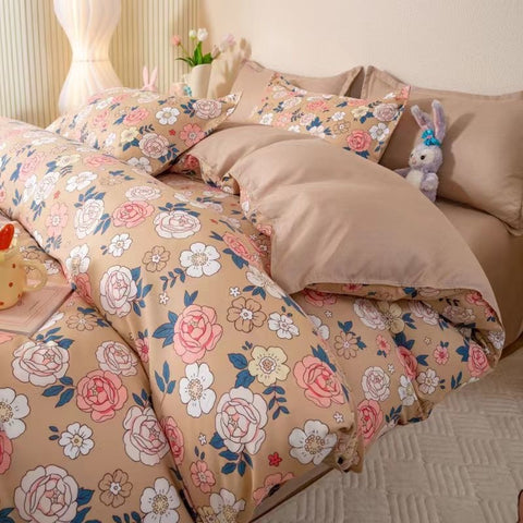 Sonicelife Nordic Yellow Solid Color Bedding Set Flat Bed Sheet Duvet Cover Single Double Full Queen King Bedclothes Ins Pure Bedroom Linen