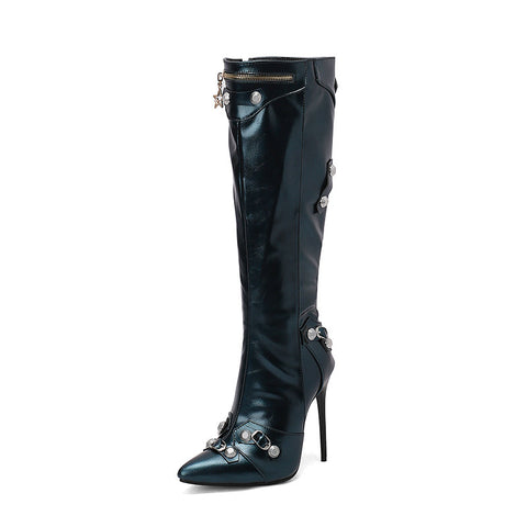 thanksgiving outfit Sonicelife Sexy Women Long Boots Pointed Toe Stiletto 12cm Decoration 46 47 48 Female Knee High Booties