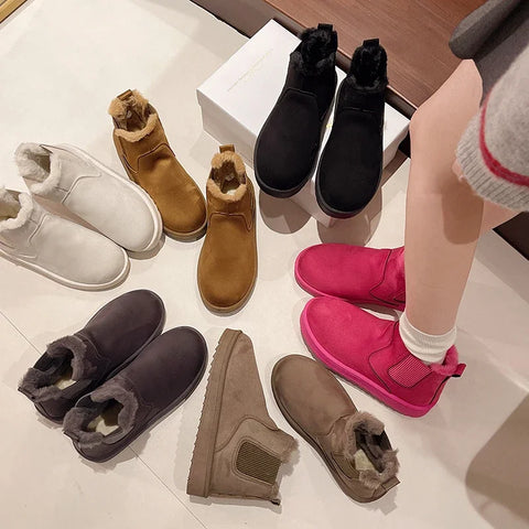 Sonicelife 2025 Thick-soled snow boots  winter new style plus velvet thickened warm  bread ladies shoes big cotton shoes