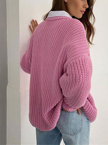 Black Friday Sonicelife Casual Knitted O-neck Sweaters Women Korean Loose Solid Simple Pullover Sweater Female Autumn Chic Street Warm Soft Outwear