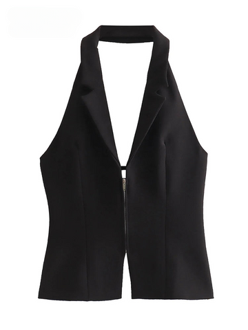 Sonicelife 2024 Women Sexy Backless Strapless Halter Corset Tops Side Zipper Lady Slim Camis Female Solid Chic Tops