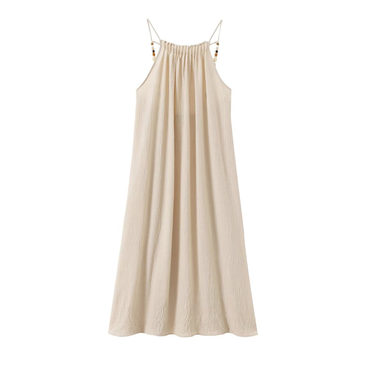 Sonicelife Women's Long Dress with Straight Neckline and Backless Design Beaded Embellishment Suspender New