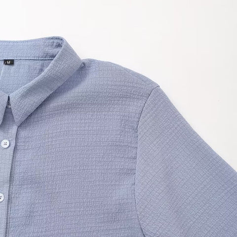 Sonicelife Women's Hollowed-Out Embroidery Shirt with Single Breasted Buttons Versatile Short Sleeved Top for Commuting Style New