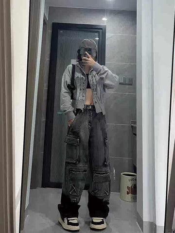 christmas outfit Sonicelife Women's Black Gothic Y2k Baggy Jeans Harajuku Japanese 2000s Style Oversize Denim Trousers Vintage Emo Jean Pants Trashy Clothes